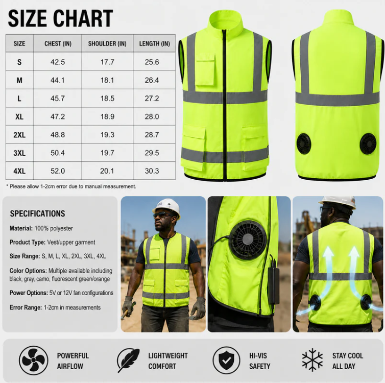 Arvelos Cooling Vest Rechargeable Fan Powered Cooling Vest for Outdoor Work